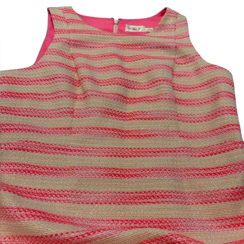 Eliza J Women's Dress‎ Pink/Cream Tweed Striped Metallic Size 10 - Picture 6 of 9